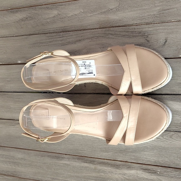 Stuart Weitzman Cream Wedge Sandals Size Women's 11 - Picture 13 of 17